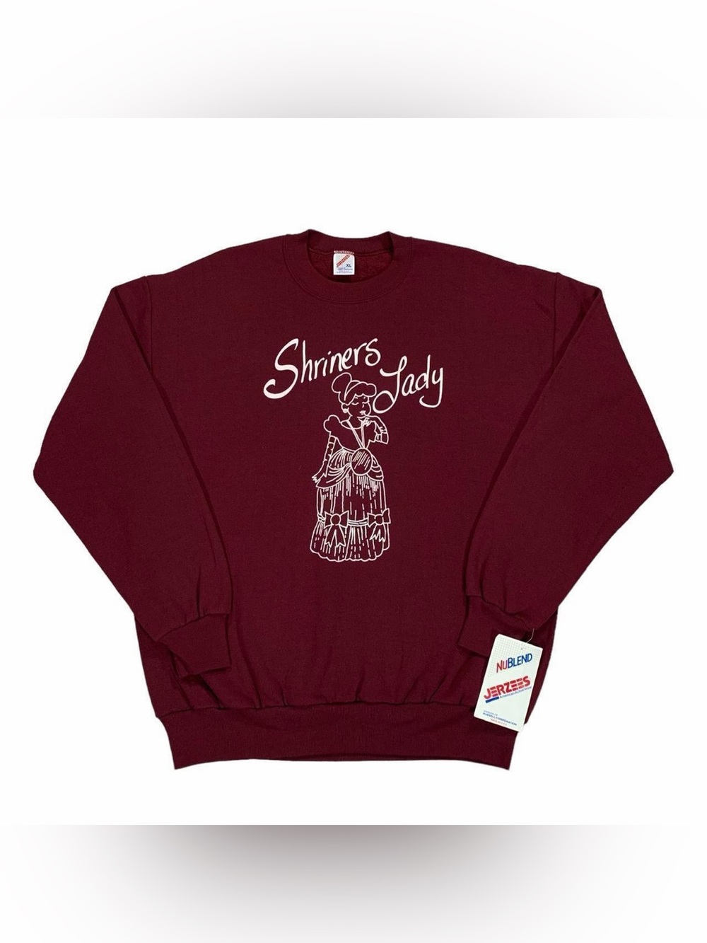 Vintage Jerzees Men’s Shriners Lady Burgundy 50/50 Crewneck Sweatshirt Size XL